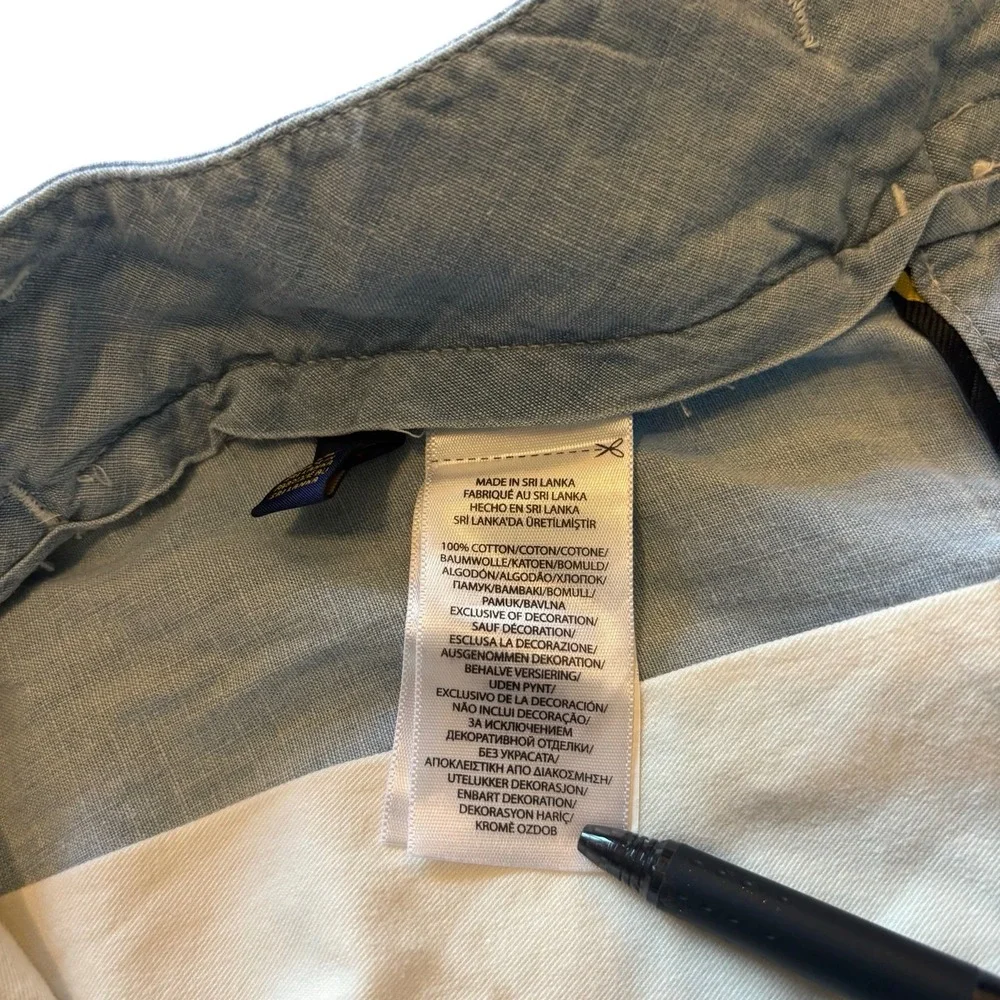 Polo Ralph Lauren Mens 32 Classic Fit Chambray Shorts Blue Green Side Stripe